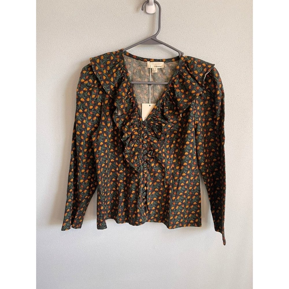 NWT The Korner for Anthropologie Ruffled Collar Blouse Women's Size Small